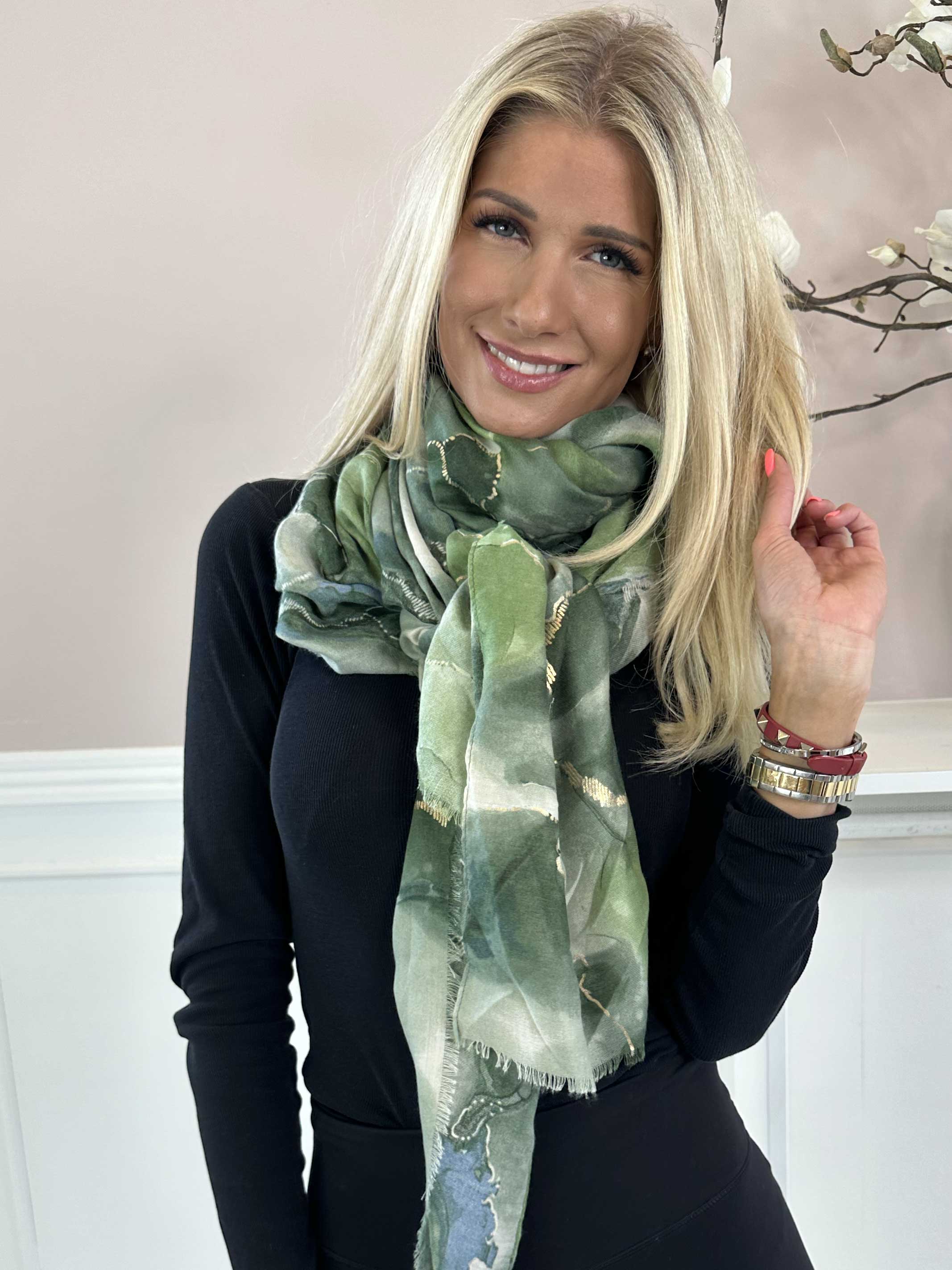 Jana Marble - Halsduk i viskos med marmortryck